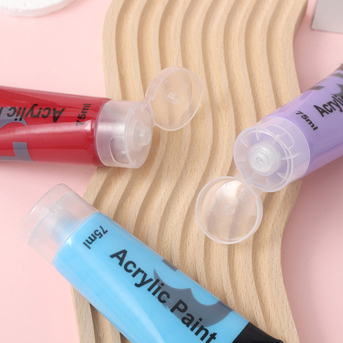 Boryi Xuan Soft Tube Large Capacity 75ml Waterproof 9 Colors Student Art Hand-painted DIY Studio Textile Painting Acrylic Paints