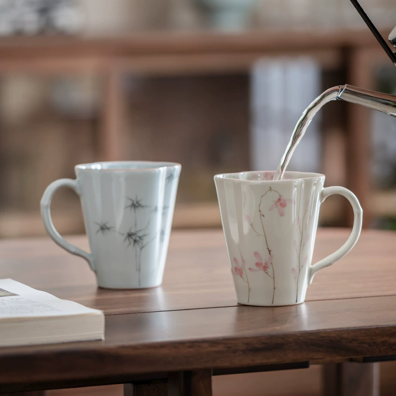 grass and wood gray hand-painted bamboo rhyme and begonia personal cup orchid mug underglaze ceramic tea cup drinking cup master cup