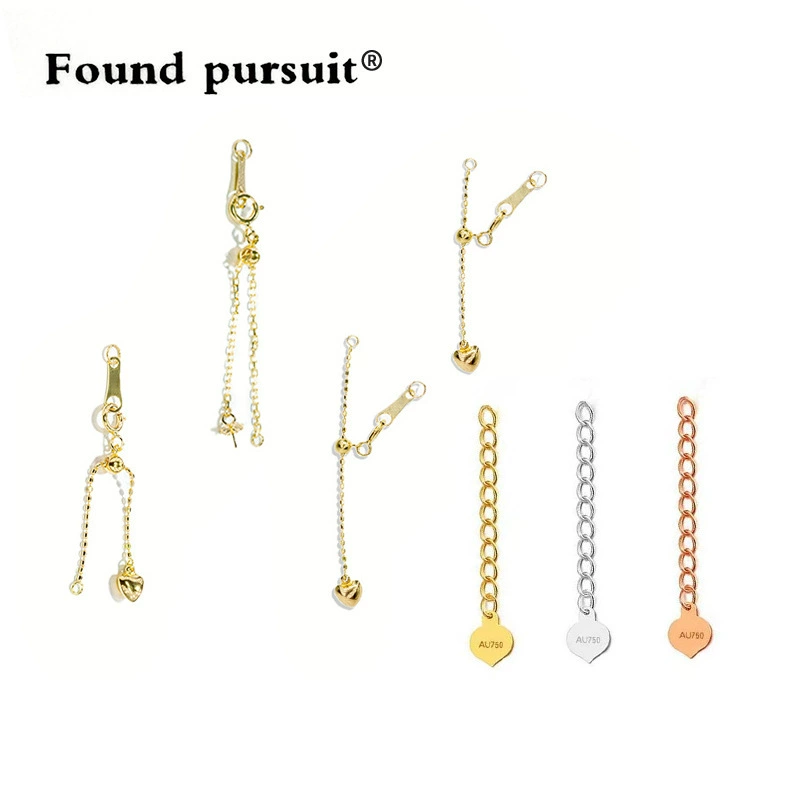 Цепочка-удлинитель для украшений из чистого золота 18 карат, цепочка-удлинитель в форме персикового сердца, жемчужное украшение, DIY бижутерия, браслет, цепочка-хвост, au750