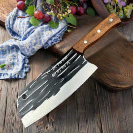 锻打轻便小菜切厨房家用菠萝木手柄锋利刀具厨师锋利切菜刀片肉刀