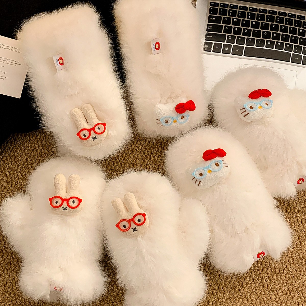 Guantes de peluche para mujeres en invierno engrosado con dedos todos incluidos lindos estudiantes de ciclismo caliente en invierno