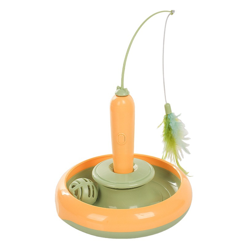 Juguete para mascotas gato eléctrico juguete giratorio divertido gato palo volando pluma mascota juguete interactivo Amazon al por mayor