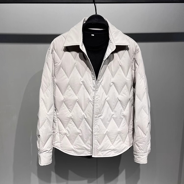 Original Design Lightweight down Jacket Men's Trendy Brand 2023 Winter Lapel Workwear Diamond Pattern Casual Duck down Shirt Jacket