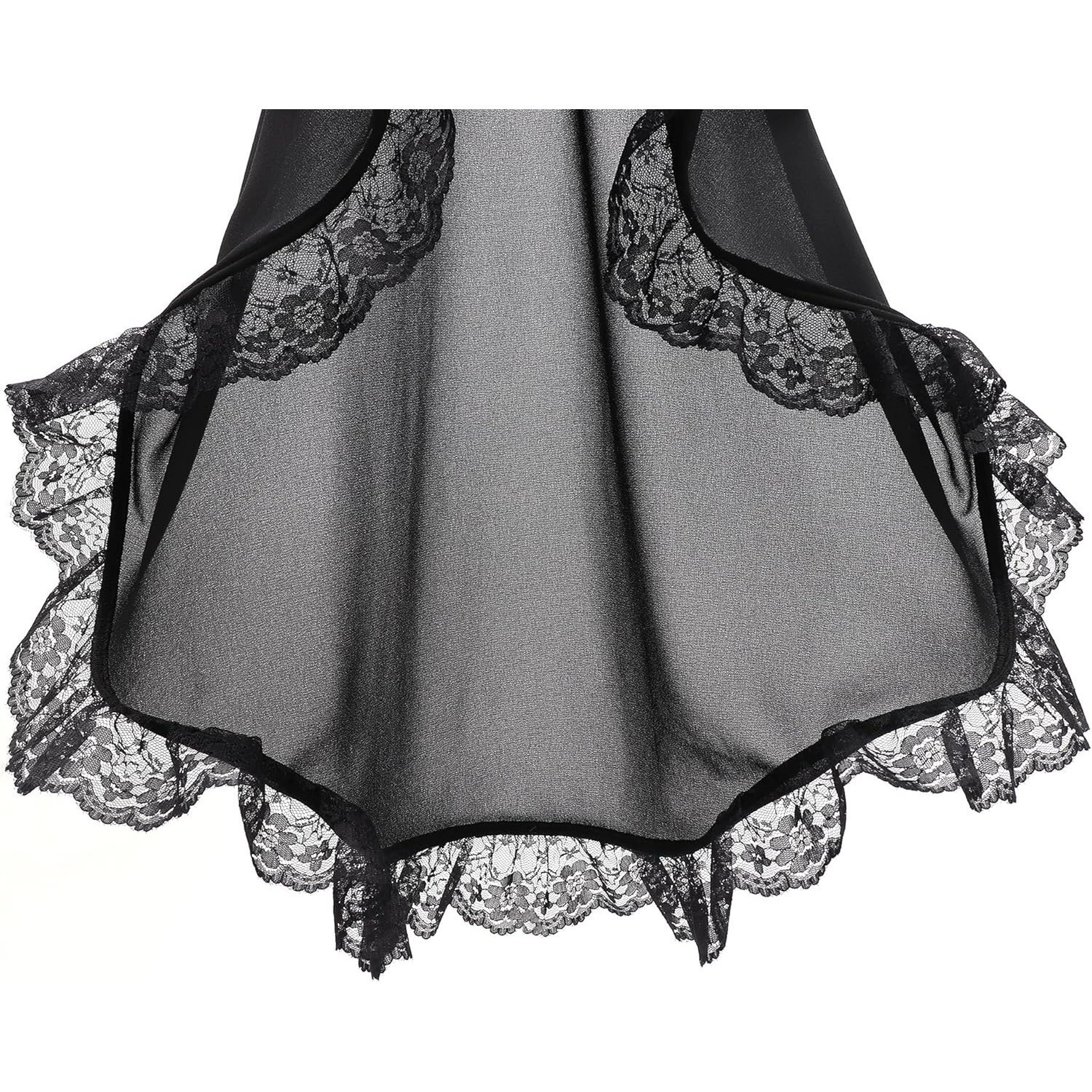 Тонкий шифоновый кружевной топ с белыми рукавами, черный мехоносец? , Gothic, Lolita стиль