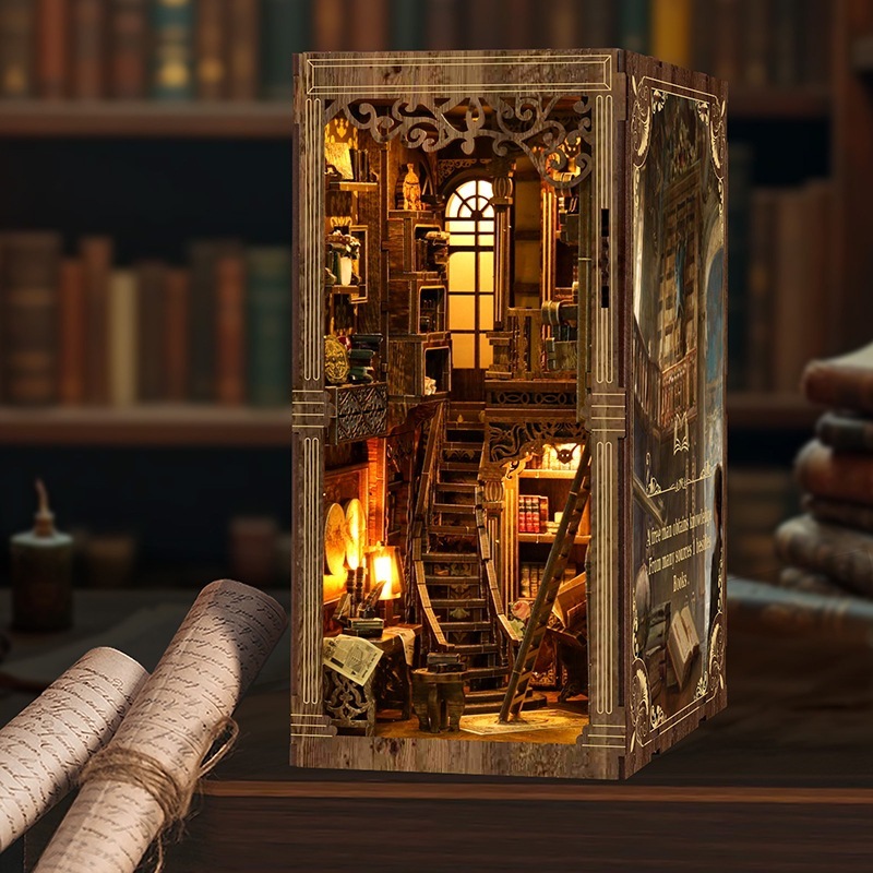 クロスボーダーブックスタンド diy 古書コレクションルーム 3d 立体組み立て建築モデル大人の減圧デスクトップ装飾品|undefined