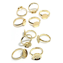 14k包金保色戒指空托饰品配件纯铜包金戒指半成品手工DIY串珠材料