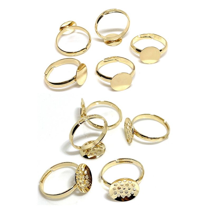 14K Pack Gold Color Preservation Ring Empty Holder Jewelry Accessories Pure Copper Pack Gold Ring Semi-finished Handmade DIY Beaded Material