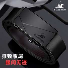 铂士顿保罗皮带男真皮纯牛皮腰带自动扣时尚潮高档裤腰带英文字母