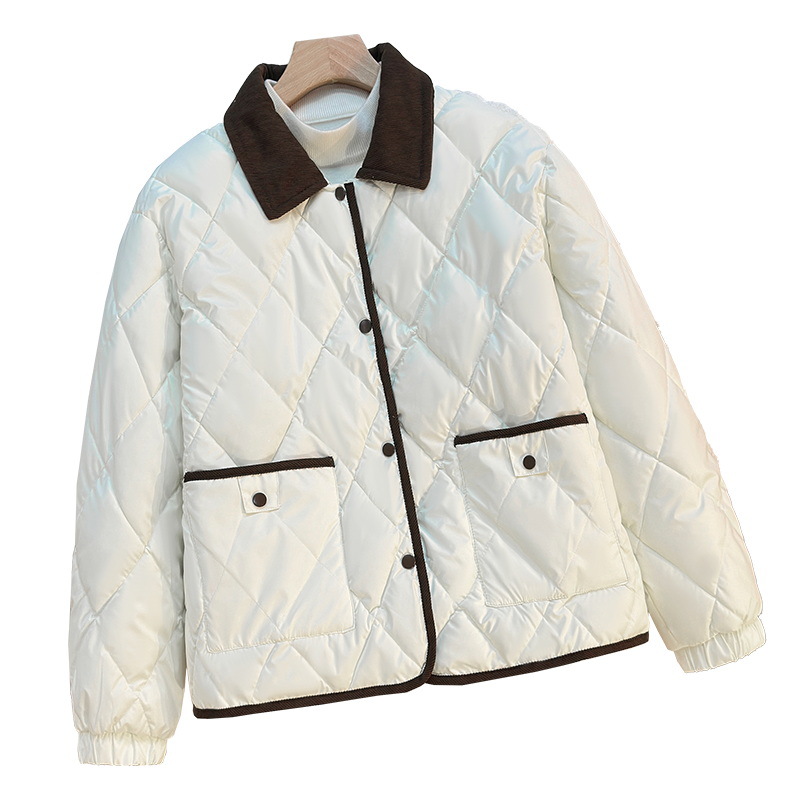 2025 invierno nuevo vestido de algodón de cuadrillas de diamante corto suelto de algodón extranjero universal con solapa coreana chaqueta de mujer sin lavado image 5