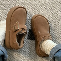 網紅保暖防滑增高厚底棉鞋女冬季加絨2024新款加厚博肯復古勃肯鞋