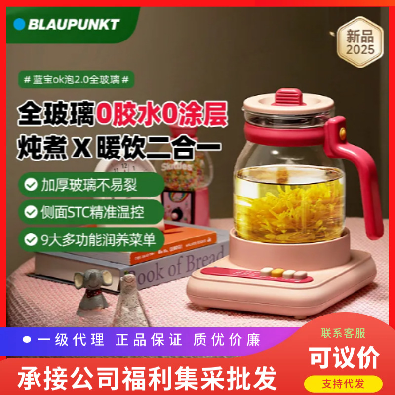 Lanbao All-Glass Health Pot Office Small Pure Glass Flower Teapot Household Water Kettle Hp06