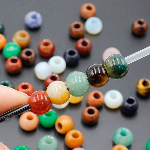 Natural Crystal Agate Powder Crystal 12mm Large Hole Beads Scatter Beads Spacer Beads DIY Hairpin Bracelet Pendant Accessories