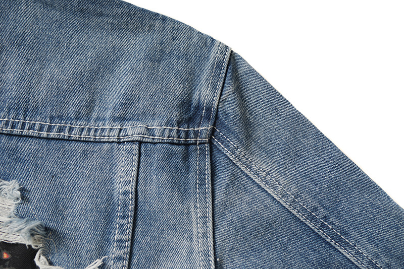 Men's Denim Jacket High Street Trendy Loose Fit Printed Patch_voghion.com