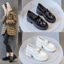 小皮鞋女设计感小众2025年春季新款学院风单鞋厚底粗跟乐福女鞋子