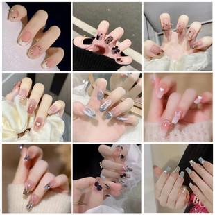 Hot Sale Light Luxury Diamond Wear Manicure Sticker Nail Sticker Removable Fake Nail Nail Nail Finished Nail Nail