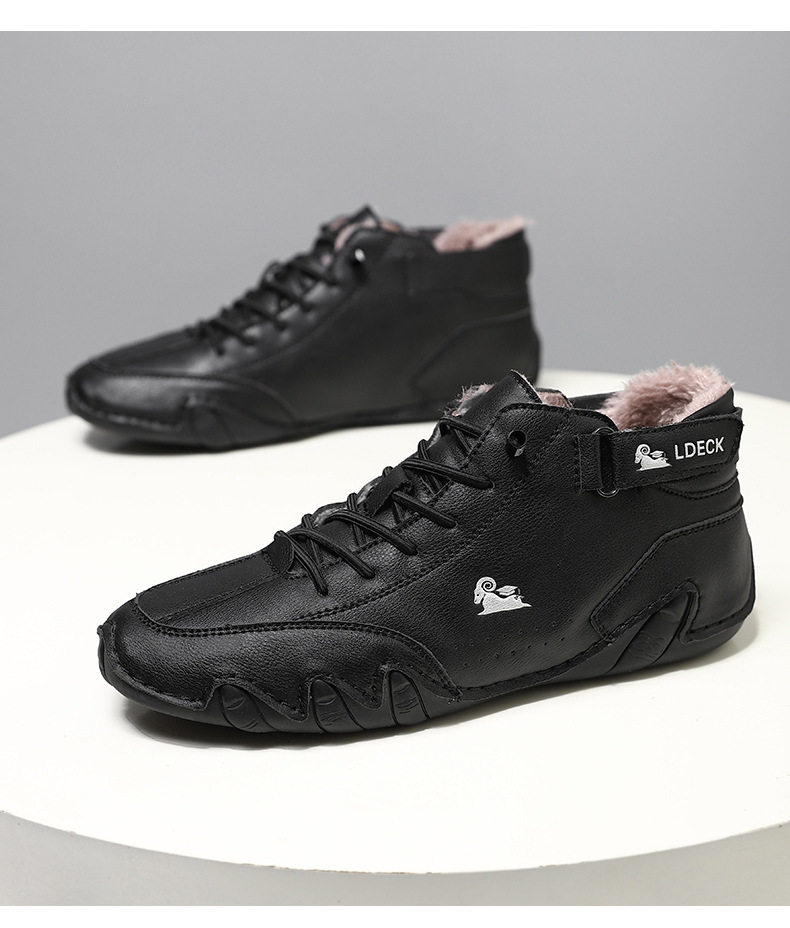 Bốt Martin nam cổ cao lót nhung giữ ấm, giày bông da lộn đế cao su chống trượt — C8008M kaki lót nhung, C8008M màu xám lót nhung, C8008M màu đen lót nhung, F8008M màu hồng lót nhung chi tiết 37