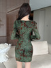 Long sleeved velvet halo dyed slim fit wrap buttocks dress