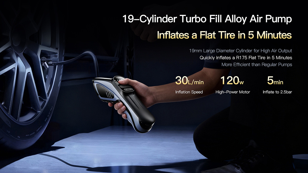 Cross-Border New Model Car Air Pump, High-Pressure Portable Electric Inflator for Cars with Tire Pressure Measurement, Wireless