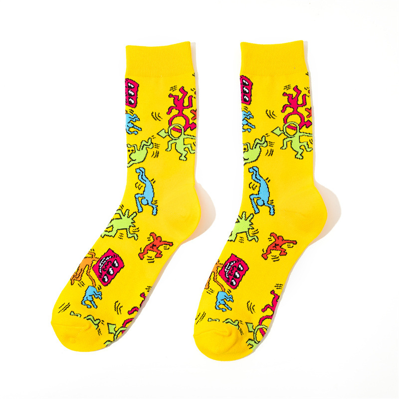 Men's Anime Pattern Crew Socks Cartoon Character Long Tube Style_voghion.com