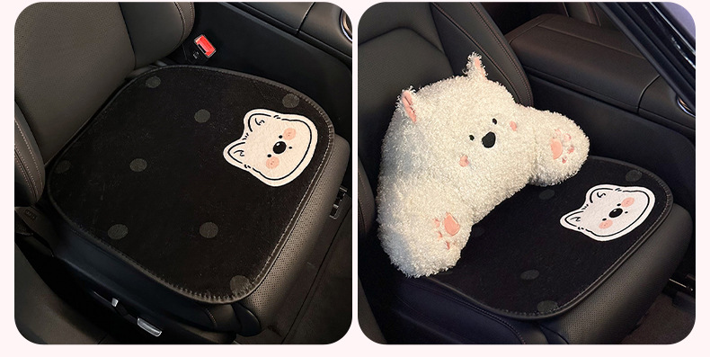 Blue Rain's New Cartoon Car Seat Cushion, Winter Plush Warm Car Seat Cushion, Winter Car Seat Cover for Use in the Car