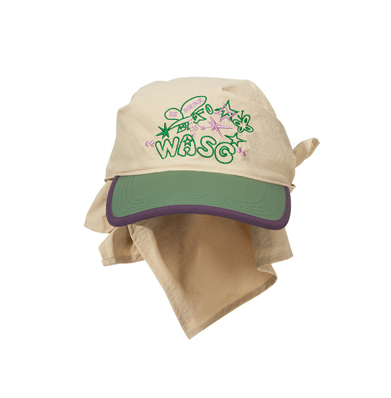 Summer Power Protection, Sunscreen, Sunshade Hat, Unique Design, Colored Tie Headband, Embroidered Street Skateboarding,_voghion.com