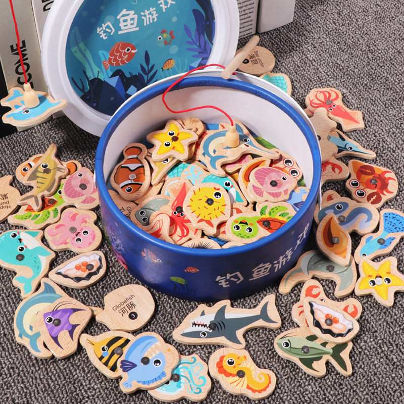Magnetic children's fishing toy set baby intellectual development toys parent-child interactive fishing game ce cpc