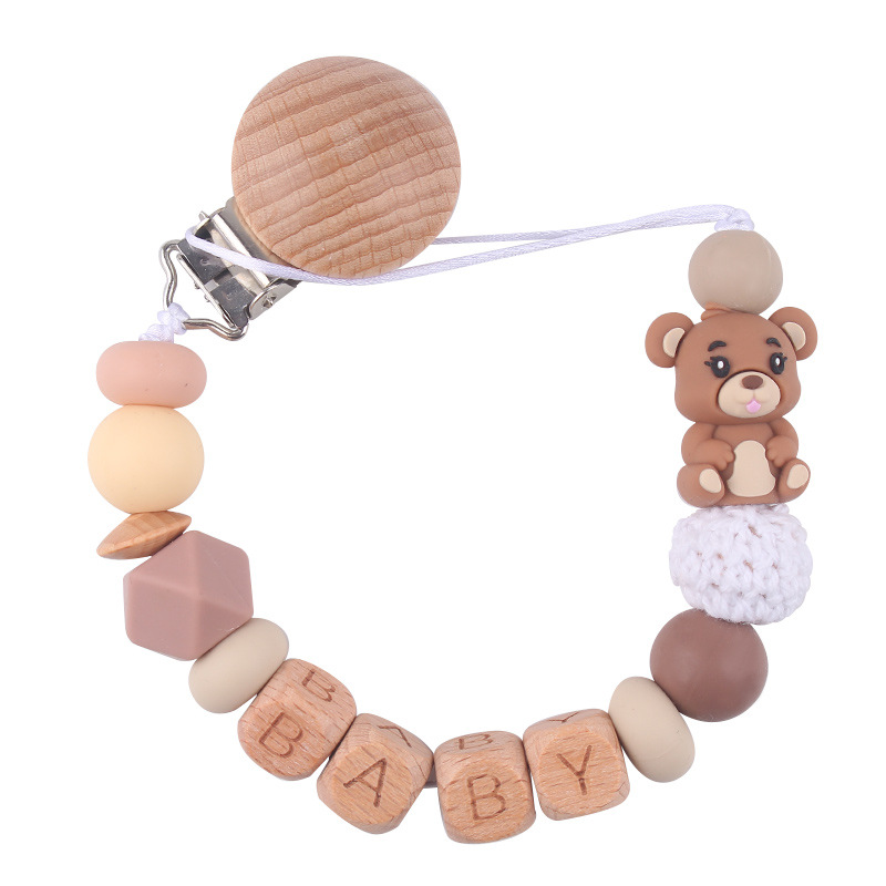 Productos para niños pequeños clip de tetina de beech creativo caricatura bebé 3D oso de silicona mordida de dientes molares tetina cadena anti-caída cadena