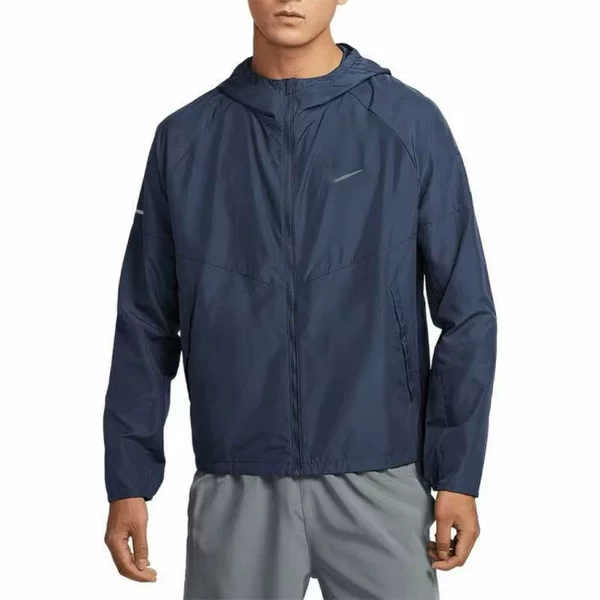 Cross-border single-speed quick-drying jacket with logo, new spring/summer men's woven reflective hooded running sports jacket, trendy