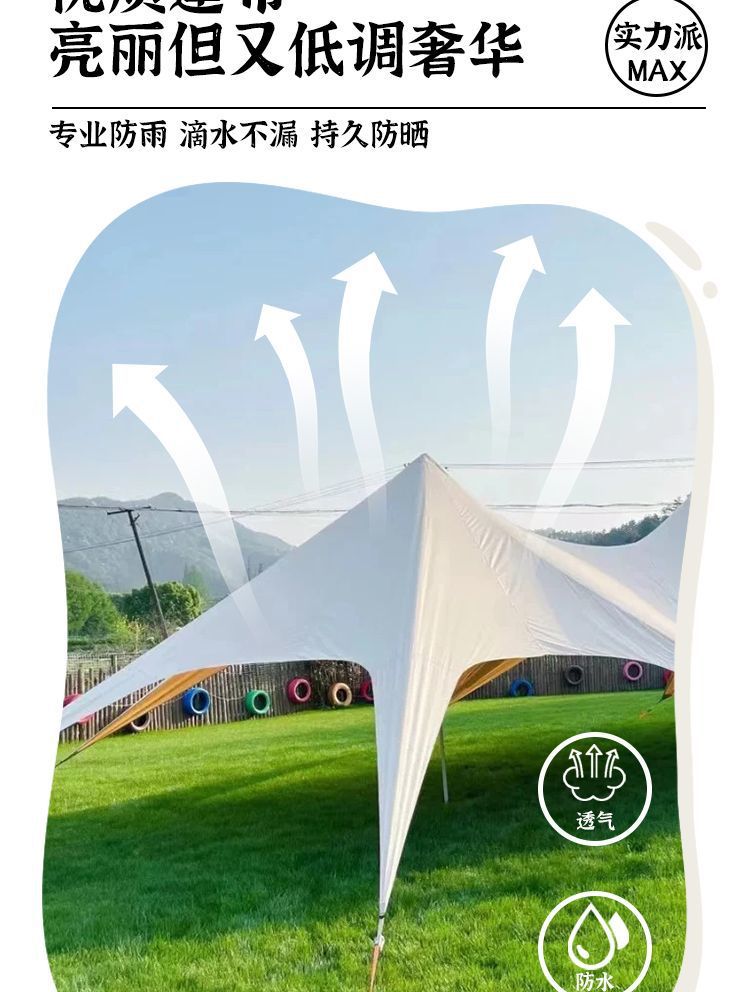 Outdoor Camping Canopy Tent, Extra-Large Rainproof Sunshade, Three-Peak Cloud Top, Giant Eight-Claw Sun Protection Campsite, Wanzhongshan