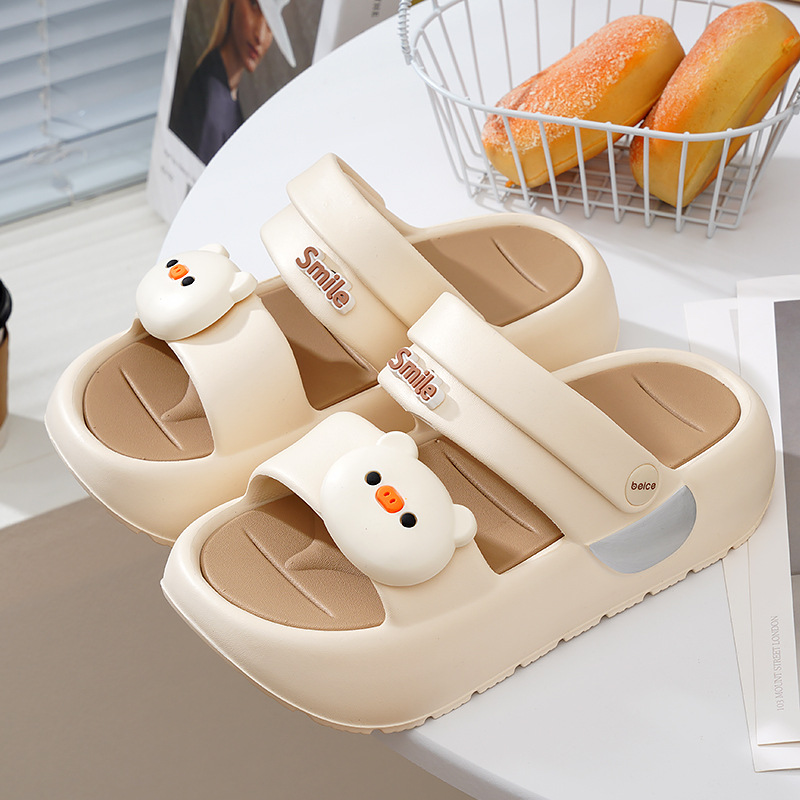 Lindas sandalias de tiras dobles para mujer, suela gruesa, suela blanda, moda, todo fósforo, ropa exterior, sandalias y zapatillas de playa de doble uso, EVA