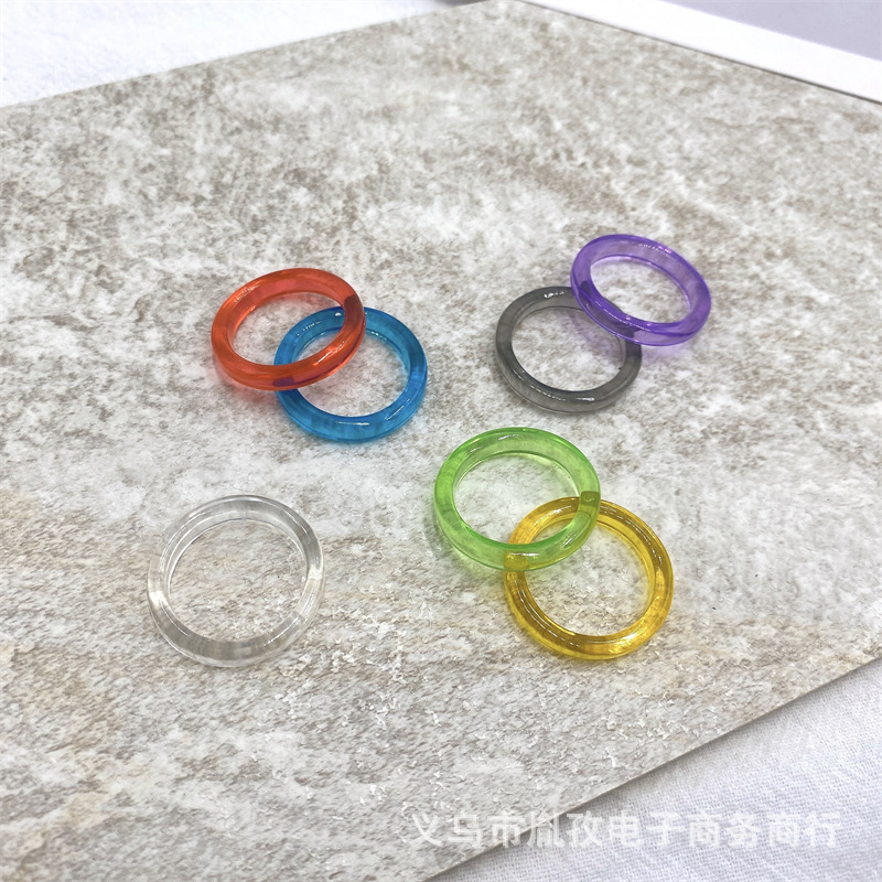 2022 Corea del Sur nuevo anillo fino de resina anillo de color caramelo estilo elegante anillo de moda personalizado anillo de dedo índice