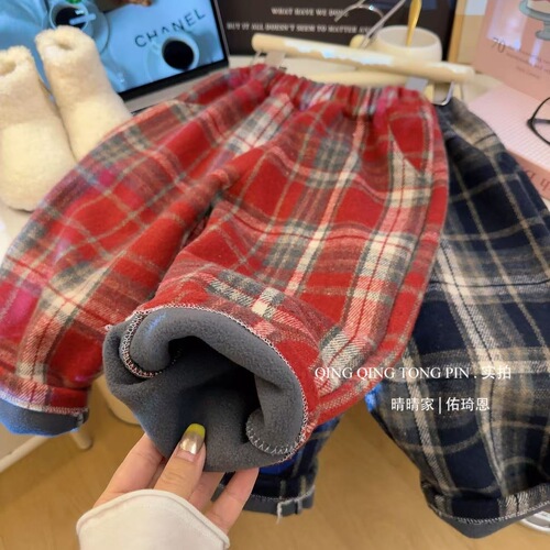 2025 New Trendy Fashion Children's Fleece Pants, Versatile Straight Leg Pants, Fleece Lined and Thickened, Korean Style, Casual and Versatile
