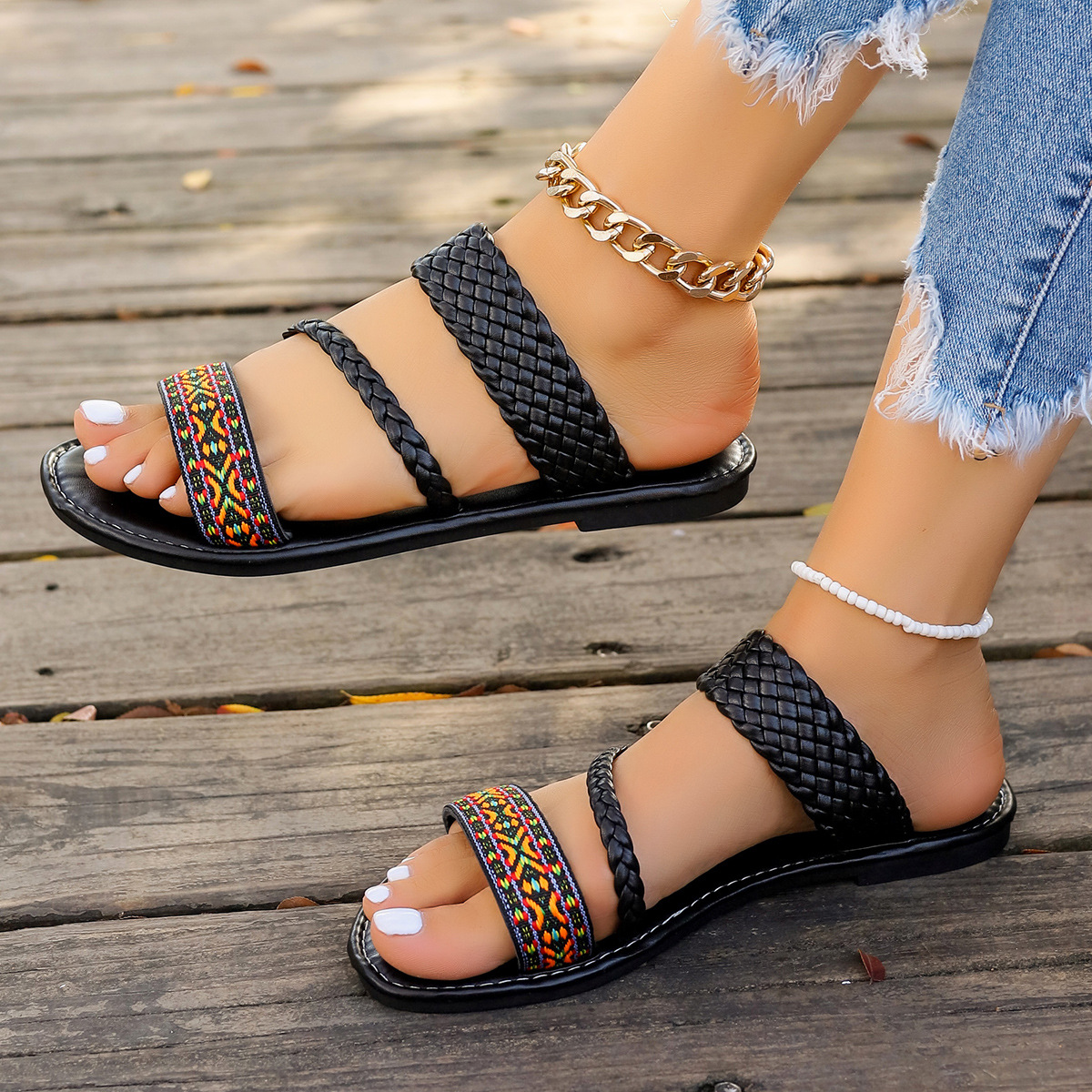 Women's Vacation Geometric Open Toe Slides Slippers display picture 7