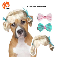 宠物狗蝴蝶结饰品头花ins风甜美配色精美发卡浅金色丸子假发搭配