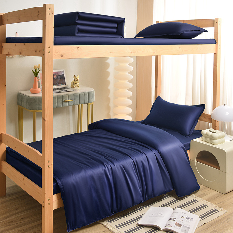 Juego de sábanas y funda nórdica de tres piezas, sábana ajustable de clase A, cama individual de dormitorio de algodón puro, ropa de cama escolar, ropa de cama para estudiantes