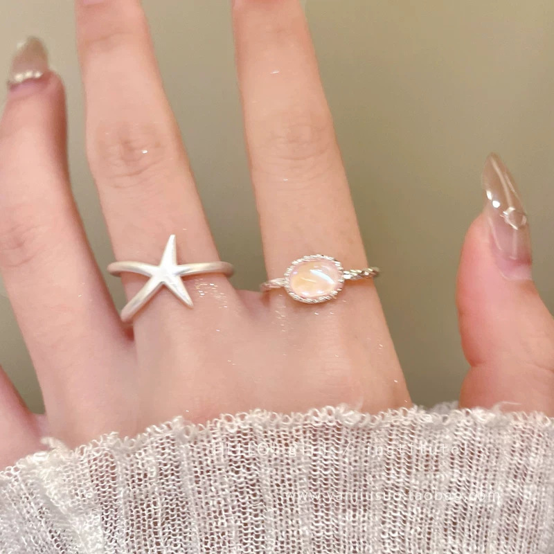 Silver Matte Starfish Open Ring for Women, Light Luxury High-End Style, Dazzling Zircon Ring, Minimalist Double-Layer Index Finger Ring Silver Matte Starfish Open Ring for Women, Light Luxury High-End Style, Dazzling Zircon Ring, Minimalist Double-Layer Index Finger Ring