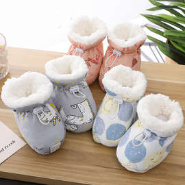 秋冬款加绒加厚0-1岁婴幼儿保暖学前步鞋0-6-11个月男女宝宝棉秦