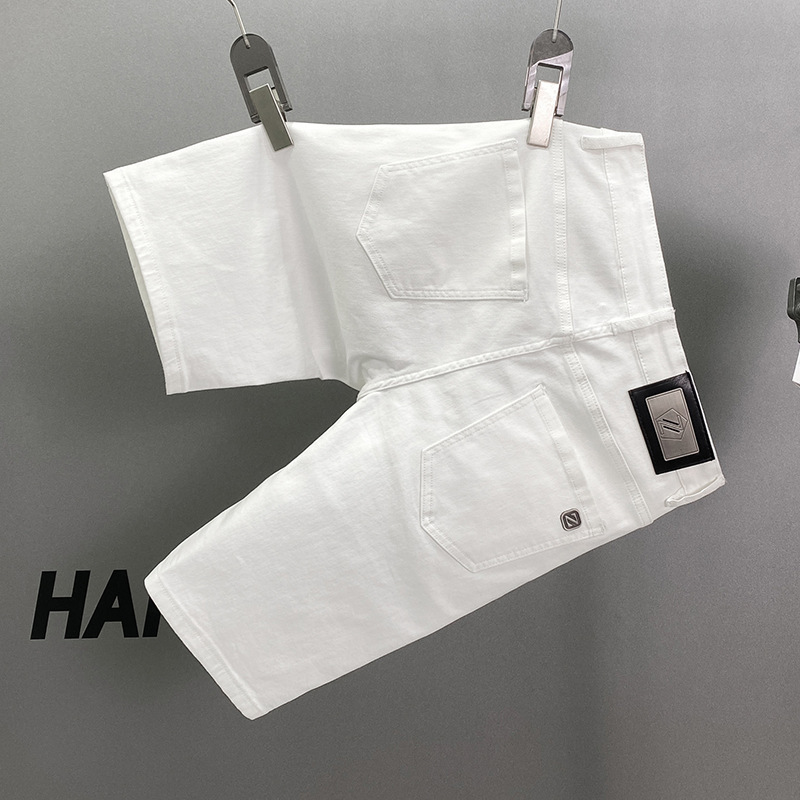 Thin White Denim Shorts for Men, Loose Straight-Leg Pants, Ultra-Thin Casual Versatile Korean Style Casual Wear Thin White Denim Shorts for Men, Loose Straight-Leg Pants, Ultra-Thin Casual Versatile Korean Style Casual Wear