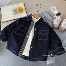 木野冬季加绒牛仔外套湖州织里童装男童韩版加厚衬衫儿童保暖服饰