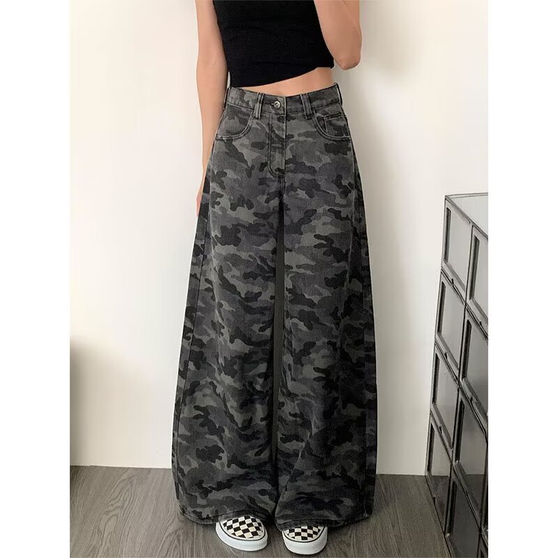 American Camouflage Workwear Wide-Leg Slim Jeans for Women 2025 New High-Waisted Loose Slimming Straight Pants for Small People American Camouflage Workwear Wide-Leg Slim Jeans for Women 2025 New High-Waisted Loose Slimming Straight Pants for Small People