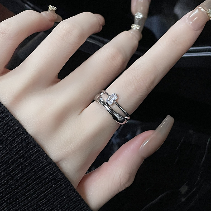 Fashion Geometric Copper Enamel Zircon Open Ring 1 Piece