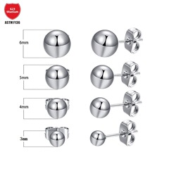 G23 Titanium Earrings Round Ball Fine Needle Integrated Butterfly Clasp Earplugs Titanium Alloy Direct Manufacturer Supply