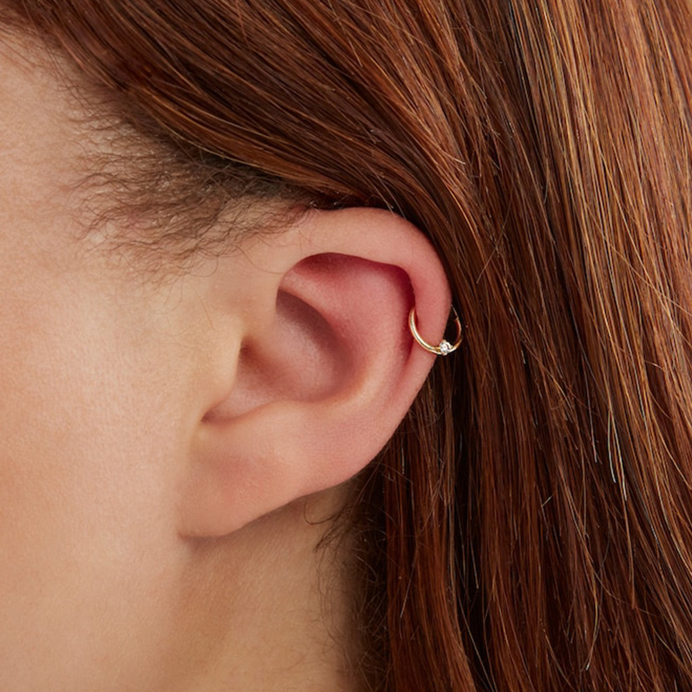 Geometric Pattern 1 Piece Ear Cartilage Rings & Studs Fashion Geometric 925 Sterling Silver Zircon