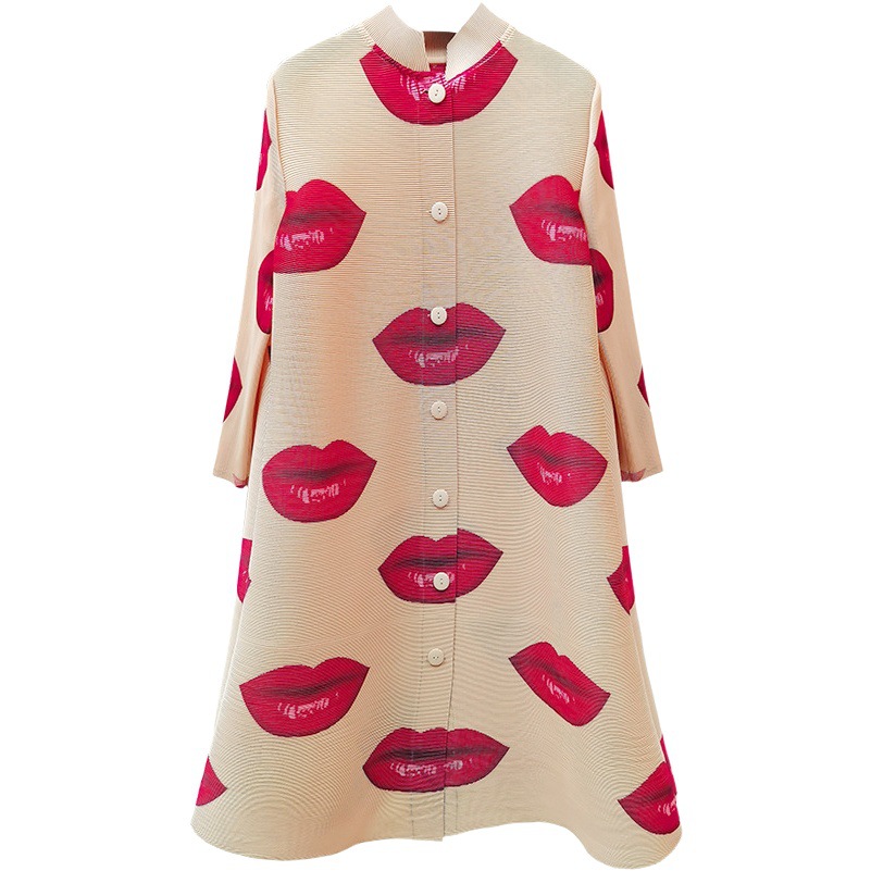 プリーツF015【在庫あり】三宅風トレンチコート レッドリップス ワンタッチラブコート 2025春 シングルブレストカーディガン