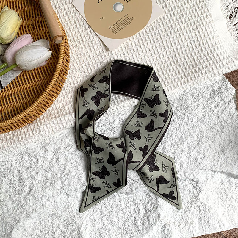 Bufanda de seda, banda larga, sentido de alta gama, una variedad de coloridos y románticos bolsos de atar flores, cintas para el cabello, cintas para el cabello