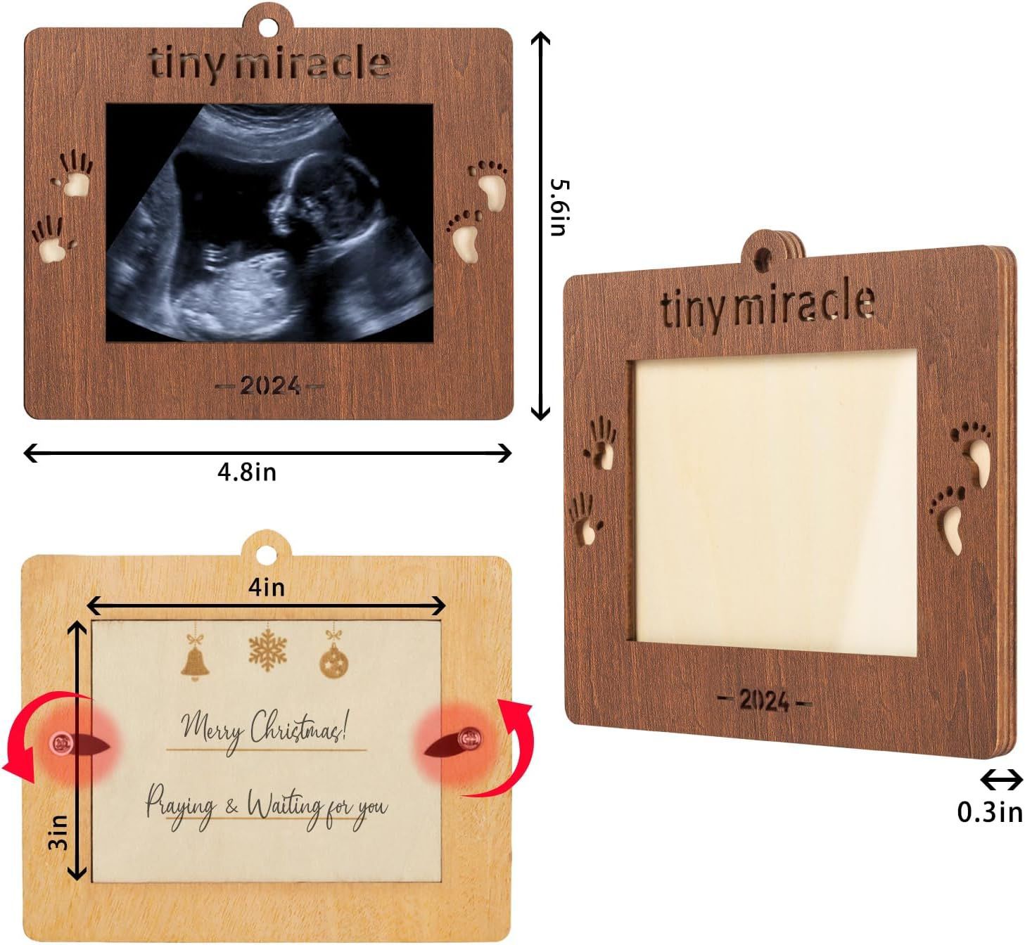 Madera con cuerda marco de fotos colgante hogar bebé recuerdo marco de fotos colgante de pared de madera foto marco conmemorativo