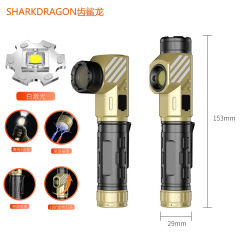 跨境新款白激光+COB转头强光手电筒USB充电便携磁吸多功能工作灯