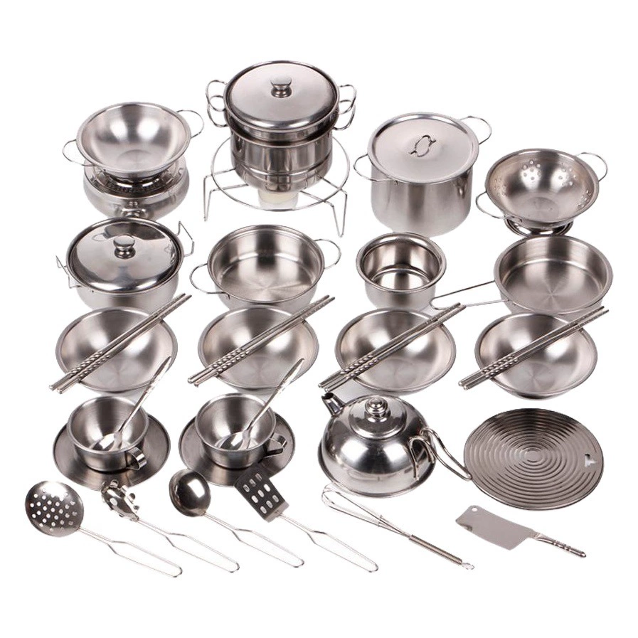 Детская маленькая кухонная утварь из нержавеющей стали, детские куклы для приготовления пищи, девочки, игровой домик, кухонные игрушки, костюм