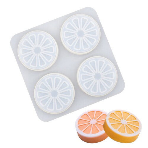 Silicone cake mold, handmade soap ice cube grinder, 4 consecutive orange four-hole lemon aromatherapy essential oil soap scented silicone mold