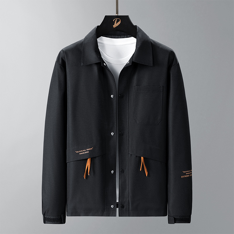Men's Clothing autumn new men's jacket business casual lapel large pockets solid color printing men_voghion.com